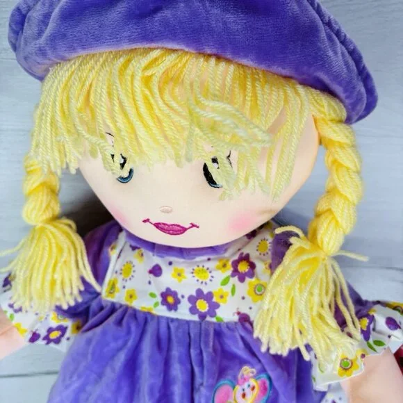 Large 24" Calplush CUTIE DOLLS Girl Purple Floral Butterfly Doll Plush W Tags - Picture 9 of 16